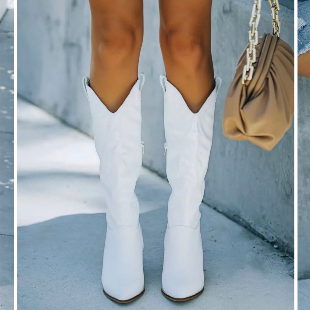 Legend Faux Leather Western Boot - White